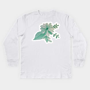 Green Flower Kids Long Sleeve T-Shirt